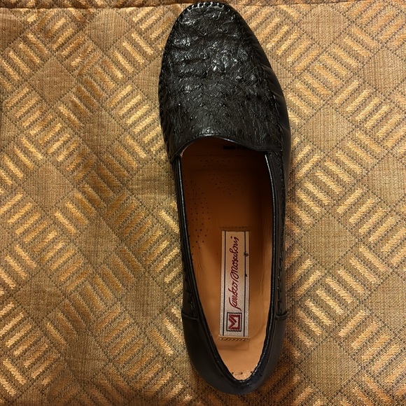 SANDRO MOSCOLNI MEN’S Genuine Alligator Designer Shoes EUC 9.5 AA Black Loafers - Picture 12 of 13